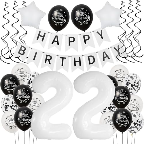 Luftballon 22. Geburtstag Schwarz weiß, Geburtstagsdeko 22 Jahre Mann Frauen Schwarz Ballon deko 22.Geburtstag Frau,Riesen Folienballon 22 Happy Birthday Tortendeko 22 Geburtstag Frauen weiß Luftballon 22. Geburtstag Schwarz weiß, Geburtstagsdeko 22 Jahre Mann Frauen Schwarz Ballon deko 22.Geburtstag Frau,Riesen Folienballon 22 Happy Birthday Tortendeko 22 Geburtstag Frauen weiß von Hongyantech