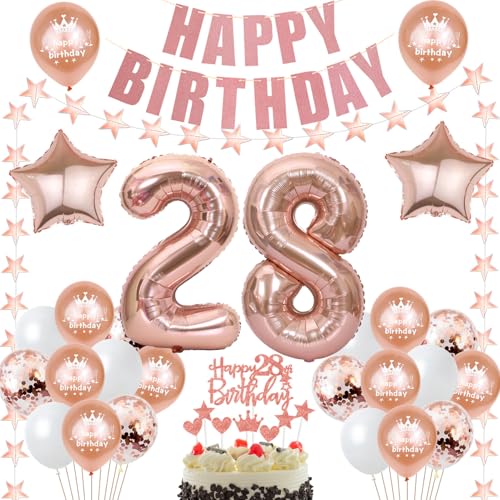 deko 28. Geburtstag Dekoration frau Rosegold Tortendeko 28 Geburtstag frauen Deko Luftballons 28. Geburtstag Party Deko 28 jahre frau Geburtstagsdeko Folienballon 28 Geburtstag Geschenk von Hongyantech