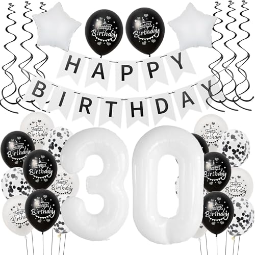 Luftballon 30. Geburtstag Schwarz weiß, Geburtstagsdeko 30 Jahre Mann Frauen Schwarz Ballon deko 30.Geburtstag Frau,Riesen Folienballon 30 Happy Birthday Tortendeko 30 Geburtstag Frauen weiß Luftballon 30. Geburtstag Schwarz weiß, Geburtstagsdeko 30 Jahre Mann Frauen Schwarz Ballon deko 30.Geburtstag Frau,Riesen Folienballon 30 Happy Birthday Tortendeko 30 Geburtstag Frauen weiß von Hongyantech