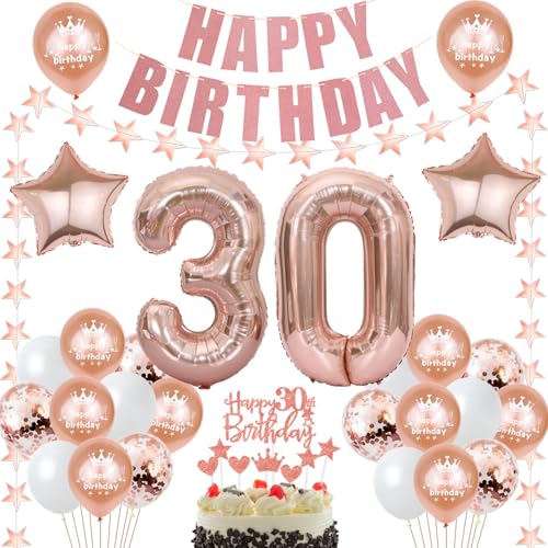 deko 30. Geburtstag Dekoration frau Rosegold Tortendeko 30 Geburtstag frauen Deko Luftballons 30. Geburtstag Party Deko 30 jahre frau Geburtstagsdeko Folienballon 30 Geburtstag Geschenk von Hongyantech