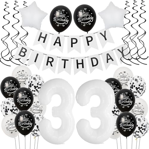 Luftballon 33. Geburtstag Schwarz weiß, Geburtstagsdeko 33 Jahre Mann Frauen Schwarz Ballon deko 33.Geburtstag Frau,Riesen Folienballon 33 Happy Birthday Tortendeko 33 Geburtstag Frauen weiß Luftballon 33. Geburtstag Schwarz weiß, Geburtstagsdeko 33 Jahre Mann Frauen Schwarz Ballon deko 33.Geburtstag Frau,Riesen Folienballon 33 Happy Birthday Tortendeko 33 Geburtstag Frauen weiß von Hongyantech