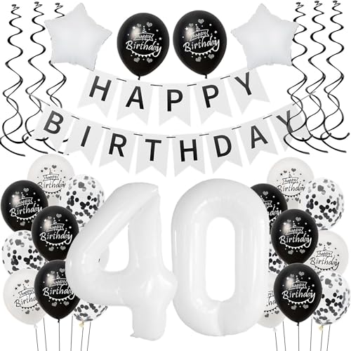 Luftballon 40. Geburtstag Schwarz weiß, Geburtstagsdeko 40 Jahre Mann Frauen Schwarz Ballon deko 40.Geburtstag Frau,Riesen Folienballon 40 Happy Birthday Tortendeko 40 Geburtstag Frauen weiß Luftballon 40. Geburtstag Schwarz weiß, Geburtstagsdeko 40 Jahre Mann Frauen Schwarz Ballon deko 40.Geburtstag Frau,Riesen Folienballon 40 Happy Birthday Tortendeko 40 Geburtstag Frauen weiß von Hongyantech