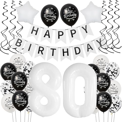 Luftballon 80. Geburtstag Schwarz Weiß, Deko 80 Jahre Mann Frauen, Riesen Folienballon Happy Birthday, Tortendeko Frau Luftballon 80. Geburtstag Schwarz Weiß, Deko 80 Jahre Mann Frauen, Riesen Folienballon Happy Birthday, Tortendeko Frau von Hongyantech