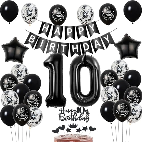 Luftballons 10 Geburtstag Dekoration,Schwarz Tortendeko Geburtstag 10 Jahre Junge,deko 10. Geburtstag mädchen Junge,Tortendeko 10. Geburtstag Junge mädchen,Geburtstagsdeko 10 Jahre mädchen Schwarz Luftballons 10 Geburtstag Dekoration,Schwarz Tortendeko Geburtstag 10 Jahre Junge,deko 10. Geburtstag mädchen Junge,Tortendeko 10. Geburtstag Junge mädchen,Geburtstagsdeko 10 Jahre mädchen Schwarz von Hongyantech