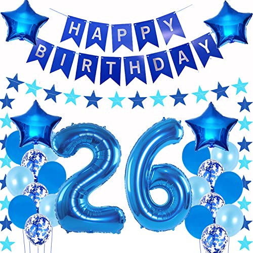 Luftballons 26. geburtstag mann deko blau,Geburtstagsdeko 26 jahre mann,Folienballon 26 Geburtstag Dekoration männer,deko 26. Geburtstag Mann Deko blau,geburtstags banner 26 geburtstag deko von Hongyantech