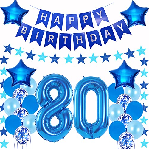 Luftballons 80. geburtstag mann deko blau,Geburtstagsdeko 80 jahre mann,Folienballon 80 Geburtstag Dekoration männer,deko 80. Geburtstag Mann Deko blau,geburtstags banner 80 geburtstag deko Mann von Hongyantech