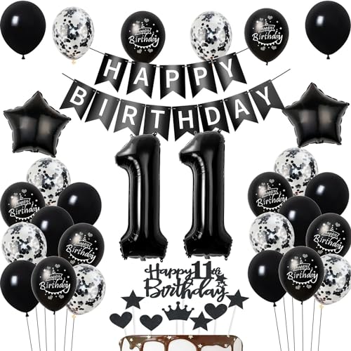 Luftballons 11 Geburtstag Dekoration,Schwarz Tortendeko Geburtstag 11 Jahre Junge,deko 11. mädchen Junge,Tortendeko 11. mädchen,Geburtstagsdeko 11 Jahre Schwarz Luftballons 11 Geburtstag Dekoration,Schwarz Tortendeko Geburtstag 11 Jahre Junge,deko 11. mädchen Junge,Tortendeko 11. mädchen,Geburtstagsdeko 11 Jahre Schwarz von Hongyantech