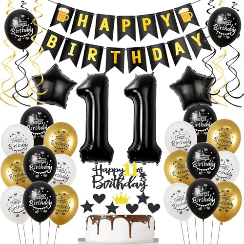 Luftballons 11. Geburtstag Schwarz Golden, Geburtstagsdeko 11 Jahre Junge mädchen, Ballon 11. Geburtstag, Folienballon Zahl 11, deko 11. geburtstag mädchen, Tortendeko 11 Geburtstag Junge Deko Luftballons 11. Geburtstag Schwarz Golden, Geburtstagsdeko 11 Jahre Junge mädchen, Ballon 11. Geburtstag, Folienballon Zahl 11, deko 11. geburtstag mädchen, Tortendeko 11 Geburtstag Junge Deko von Hongyantech
