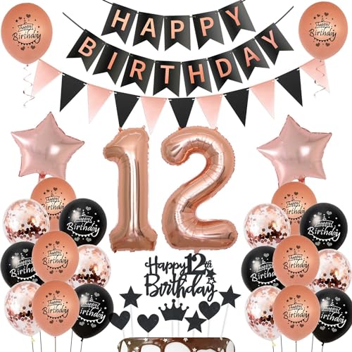 Luftballons 12 Geburtstag Dekoration mädchen Schwarz rosegold,ballon 12.Geburtstag deko für mädchen,deko 12 Geburtstag mädchen Tortendeko 12.geburtstag mädchen,Geburtstagsdeko 12 jahre Mädchen Luftballons 12 Geburtstag Dekoration mädchen Schwarz rosegold,ballon 12.Geburtstag deko für mädchen,deko 12 Geburtstag mädchen Tortendeko 12.geburtstag mädchen,Geburtstagsdeko 12 jahre Mädchen von Hongyantech