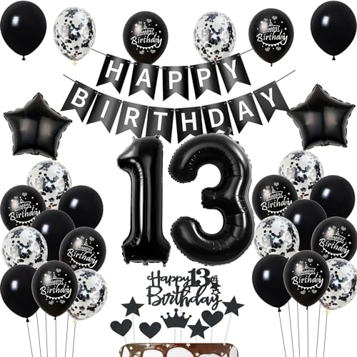 Luftballons 13 Geburtstag Dekoration,Schwarz Tortendeko Geburtstag 13 Jahre Junge,deko 13. Geburtstag mädchen Junge,Tortendeko 13. Geburtstag Junge mädchen,Geburtstagsdeko 13 Jahre mädchen Schwarz Luftballons 13 Geburtstag Dekoration,Schwarz Tortendeko Geburtstag 13 Jahre Junge,deko 13. Geburtstag mädchen Junge,Tortendeko 13. Geburtstag Junge mädchen,Geburtstagsdeko 13 Jahre mädchen Schwarz von Hongyantech