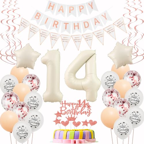 Luftballons 14. Geburtstag Mädchen Beige Roségold - Tortendeko und Geburtstagdeko für 14 Jahre - Beige Ballon 14th Birthday Luftballons 14. Geburtstag Mädchen Beige Roségold - Tortendeko und Geburtstagdeko für 14 Jahre - Beige Ballon 14th Birthday von Hongyantech