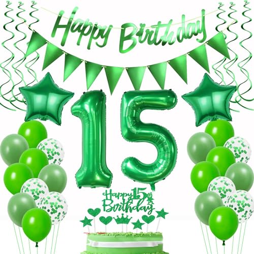 Luftballons 15. Geburtstag Junge Mädchen Grün, Geburtstagsdeko 15 Jahre Junge, Ballon 15. Geburtstag Mädchen deko, Grün Riesen Folienballon Zahl 15, Happy 15th Birthday Deko 15.Geburtstag Junge Luftballons 15. Geburtstag Junge Mädchen Grün, Geburtstagsdeko 15 Jahre Junge, Ballon 15. Geburtstag Mädchen deko, Grün Riesen Folienballon Zahl 15, Happy 15th Birthday Deko 15.Geburtstag Junge von Hongyantech
