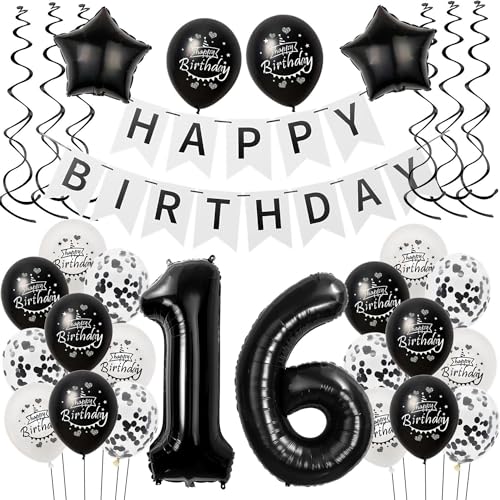 Luftballons 16 Geburtstag Dekoration mädchen Junge Schwarz weiß, deko 16. Geburtstag für mädchen,16 mädchen Geburtstagsdeko 16 jahre Junge Schwarz , Ballon 16. geburtstag mädchen deko weiß Luftballons 16 Geburtstag Dekoration mädchen Junge Schwarz weiß, deko 16. Geburtstag für mädchen,16 mädchen Geburtstagsdeko 16 jahre Junge Schwarz , Ballon 16. geburtstag mädchen deko weiß von Hongyantech