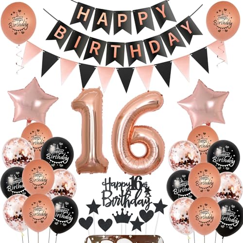 Luftballons 16 Geburtstag Dekoration mädchen Schwarz rosegold ,ballon 16.Geburtstag deko für mädchen,deko 16 Geburtstag mädchen Tortendeko 16.geburtstag mädchen ,Geburtstagsdeko 16 jahre Mädchen Luftballons 16 Geburtstag Dekoration mädchen Schwarz rosegold ,ballon 16.Geburtstag deko für mädchen,deko 16 Geburtstag mädchen Tortendeko 16.geburtstag mädchen ,Geburtstagsdeko 16 jahre Mädchen von Hongyantech