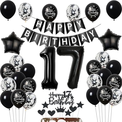 Luftballons 17 Geburtstag Dekoration,Schwarz Tortendeko Geburtstag 17 Jahre Junge,deko 17. Geburtstag mädchen Junge,Tortendeko 17. Geburtstag Junge mädchen,Geburtstagsdeko 17 Jahre mädchen Schwarz Luftballons 17 Geburtstag Dekoration,Schwarz Tortendeko Geburtstag 17 Jahre Junge,deko 17. Geburtstag mädchen Junge,Tortendeko 17. Geburtstag Junge mädchen,Geburtstagsdeko 17 Jahre mädchen Schwarz von Hongyantech