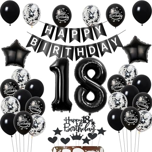Luftballons 18 Geburtstag Dekoration,Schwarz Tortendeko Geburtstag 18 Jahre Junge,deko 18. mädchen Junge,Tortendeko 18. mädchen,Geburtstagsdeko 18 Jahre Schwarz Luftballons 18 Geburtstag Dekoration,Schwarz Tortendeko Geburtstag 18 Jahre Junge,deko 18. mädchen Junge,Tortendeko 18. mädchen,Geburtstagsdeko 18 Jahre Schwarz von Hongyantech