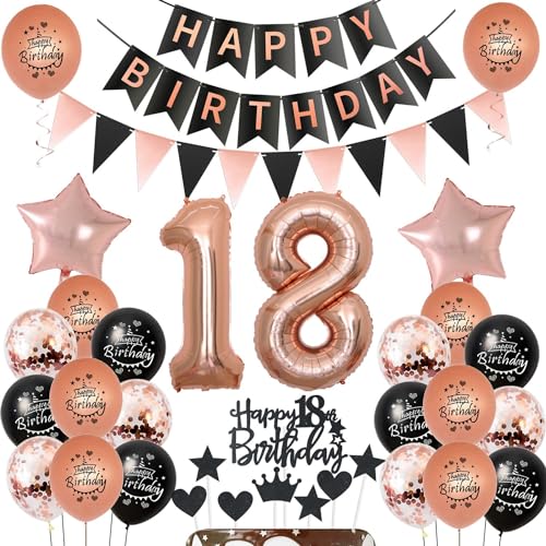 Luftballons 18 Geburtstag Dekoration mädchen Schwarz rosegold ,ballon 18.Geburtstag deko für mädchen,deko 18 Geburtstag mädchen Tortendeko 18.geburtstag mädchen ,Geburtstagsdeko 18 jahre Mädchen Luftballons 18 Geburtstag Dekoration mädchen Schwarz rosegold ,ballon 18.Geburtstag deko für mädchen,deko 18 Geburtstag mädchen Tortendeko 18.geburtstag mädchen ,Geburtstagsdeko 18 jahre Mädchen von Hongyantech