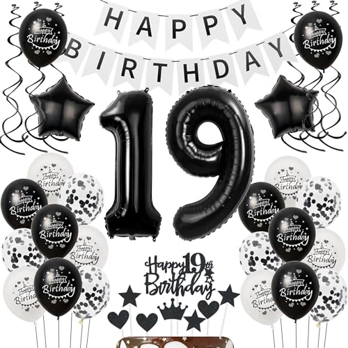 Luftballons 19 Geburtstag Dekoration mädchen Junge Schwarz weiß, deko 19. Geburtstag mädchen,Tortendeko 19 Geburtstag mädchen ,Geburtstagsdeko 19 jahre Junge Schwarz Ballon 19. geburtstag mädchen Luftballons 19 Geburtstag Dekoration mädchen Junge Schwarz weiß, deko 19. Geburtstag mädchen,Tortendeko 19 Geburtstag mädchen ,Geburtstagsdeko 19 jahre Junge Schwarz Ballon 19. geburtstag mädchen von Hongyantech