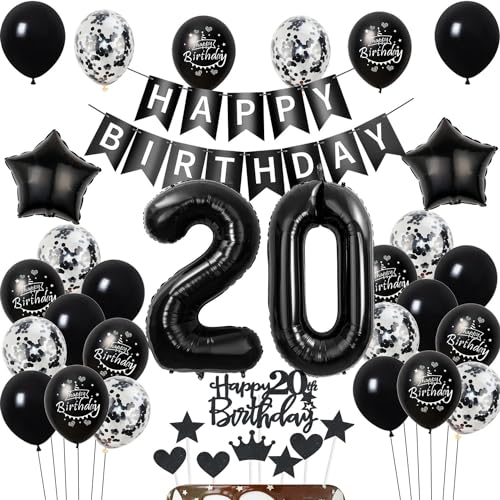 Luftballons 20 Geburtstag Dekoration,Schwarz Tortendeko Geburtstag 20 Jahre Mann,deko 20. Geburtstag frauen Männer,Tortendeko 20. Geburtstag Mann frau,Geburtstagsdeko 20 Jahre frauen Schwarz Luftballons 20 Geburtstag Dekoration,Schwarz Tortendeko Geburtstag 20 Jahre Mann,deko 20. Geburtstag frauen Männer,Tortendeko 20. Geburtstag Mann frau,Geburtstagsdeko 20 Jahre frauen Schwarz von Hongyantech