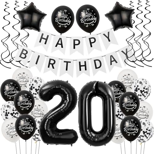 Luftballons 20 Geburtstag Dekoration Frauen Mann Schwarz weiß, deko 20. Geburtstag für Frauen Mann,20 Frau Geburtstagsdeko 20 jahre Männer Schwarz , Ballon 20. geburtstag Frauen deko weiß Luftballons 20 Geburtstag Dekoration Frauen Mann Schwarz weiß, deko 20. Geburtstag für Frauen Mann,20 Frau Geburtstagsdeko 20 jahre Männer Schwarz , Ballon 20. geburtstag Frauen deko weiß von Hongyantech