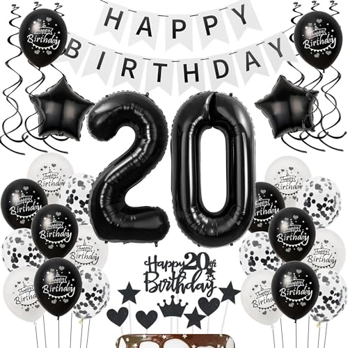 Luftballons 20 Geburtstag Dekoration frauen Mann Schwarz weiß, deko 20. Geburtstag frauen,Tortendeko 20 Geburtstag frauen ,Geburtstagsdeko 20 jahre Männer Schwarz Ballon 20. geburtstag frau Luftballons 20 Geburtstag Dekoration frauen Mann Schwarz weiß, deko 20. Geburtstag frauen,Tortendeko 20 Geburtstag frauen ,Geburtstagsdeko 20 jahre Männer Schwarz Ballon 20. geburtstag frau von Hongyantech