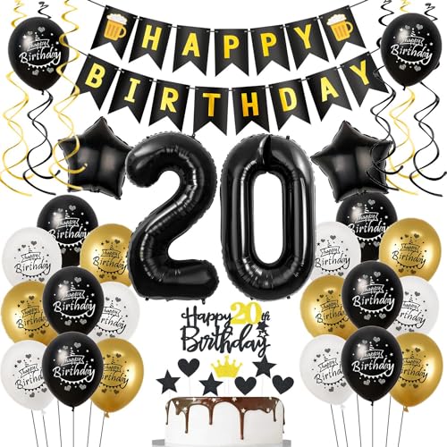 Luftballons 20. Geburtstag Schwarz Golden, Geburtstagsdeko 20 Jahre Mann Frauen, Ballon 20. Geburtstag, Folienballon Zahl 20, deko 20. geburtstag Frauen, Schwarz Tortendeko 20 Geburtstag Mann Deko Luftballons 20. Geburtstag Schwarz Golden, Geburtstagsdeko 20 Jahre Mann Frauen, Ballon 20. Geburtstag, Folienballon Zahl 20, deko 20. geburtstag Frauen, Schwarz Tortendeko 20 Geburtstag Mann Deko von Hongyantech