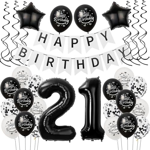 Luftballons 21 Geburtstag Dekoration Frauen Mann Schwarz weiß, deko 21. Geburtstag für Frauen Mann,21 Frau Geburtstagsdeko 21 jahre Männer Schwarz, Ballon 21. geburtstag Frauen deko weiß Luftballons 21 Geburtstag Dekoration Frauen Mann Schwarz weiß, deko 21. Geburtstag für Frauen Mann,21 Frau Geburtstagsdeko 21 jahre Männer Schwarz, Ballon 21. geburtstag Frauen deko weiß von Hongyantech