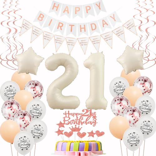 Luftballons 21. Geburtstag Frauen Beige Roségold Deko Tortendeko Happy 21th Birthday Luftballons 21. Geburtstag Frauen Beige Roségold Deko Tortendeko Happy 21th Birthday von Hongyantech