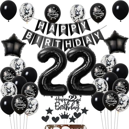 Luftballons 22 Geburtstag Dekoration,Schwarz Tortendeko Geburtstag 22 Jahre Mann,deko 22. Geburtstag frauen Männer,Tortendeko 22. Geburtstag Mann frau,Geburtstagsdeko 22 Jahre frauen Schwarz Luftballons 22 Geburtstag Dekoration,Schwarz Tortendeko Geburtstag 22 Jahre Mann,deko 22. Geburtstag frauen Männer,Tortendeko 22. Geburtstag Mann frau,Geburtstagsdeko 22 Jahre frauen Schwarz von Hongyantech