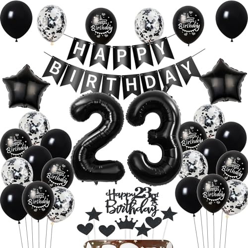 Luftballons 23. Geburtstag Dekoration, Schwarz Tortendeko für Mann und Frau, Geburtstagsdeko 23 Jahre Luftballons 23. Geburtstag Dekoration, Schwarz Tortendeko für Mann und Frau, Geburtstagsdeko 23 Jahre von Hongyantech