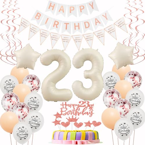 Luftballons 23. Geburtstag Frauen Beige Roségold Deko - Tortendeko 23 Jahre Frau - Happy 23th Birthday Luftballons 23. Geburtstag Frauen Beige Roségold Deko - Tortendeko 23 Jahre Frau - Happy 23th Birthday von Hongyantech