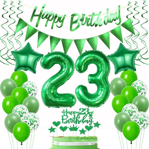 Luftballons 23. Geburtstag Mann Frauen Grün, Geburtstagsdeko 23 Jahre Mann, Ballon 23. Geburtstag Frau deko, Grün Riesen Folienballon Zahl 23, Happy 23th Birthday Deko 23.Geburtstag Männer Frau von Hongyantech