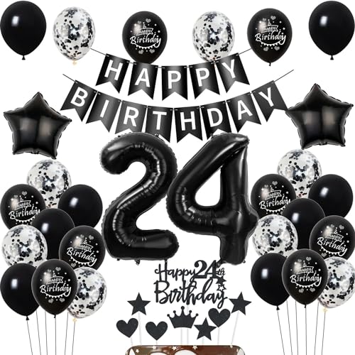 Luftballons 24 Geburtstag Dekoration Schwarz - Tortendeko für Mann und Frau - Geburtstagsdeko 24 Jahre Luftballons 24 Geburtstag Dekoration Schwarz - Tortendeko für Mann und Frau - Geburtstagsdeko 24 Jahre von Hongyantech