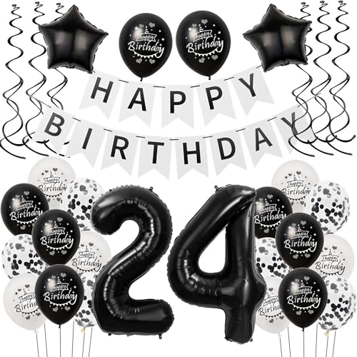Luftballons 24 Geburtstag Dekoration Frauen Mann Schwarz weiß, deko 24. Geburtstag für Frauen Mann,24 Frau Geburtstagsdeko 24 jahre Männer Schwarz, Ballon 24. geburtstag Frauen deko weiß Luftballons 24 Geburtstag Dekoration Frauen Mann Schwarz weiß, deko 24. Geburtstag für Frauen Mann,24 Frau Geburtstagsdeko 24 jahre Männer Schwarz, Ballon 24. geburtstag Frauen deko weiß von Hongyantech