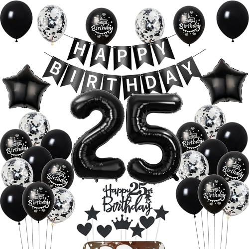 Luftballons 25 Geburtstag Dekoration,Schwarz Tortendeko Geburtstag 25 Jahre Mann,deko 25. Geburtstag frauen Männer,Tortendeko 25. Geburtstag Mann frau,Geburtstagsdeko 25 Jahre frauen Schwarz Luftballons 25 Geburtstag Dekoration,Schwarz Tortendeko Geburtstag 25 Jahre Mann,deko 25. Geburtstag frauen Männer,Tortendeko 25. Geburtstag Mann frau,Geburtstagsdeko 25 Jahre frauen Schwarz von Hongyantech