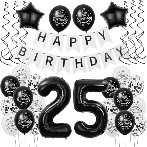 Luftballons 25 Geburtstag Dekoration Frauen Mann Schwarz weiß, deko 25. Geburtstag für Frauen Mann,25 Frau Geburtstagsdeko 25 jahre Männer Schwarz , Ballon 25. geburtstag Frauen deko weiß Luftballons 25 Geburtstag Dekoration Frauen Mann Schwarz weiß, deko 25. Geburtstag für Frauen Mann,25 Frau Geburtstagsdeko 25 jahre Männer Schwarz , Ballon 25. geburtstag Frauen deko weiß von Hongyantech