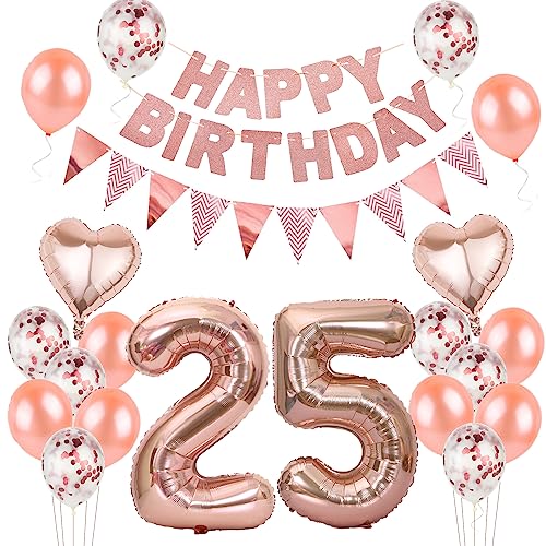 Hongyantech Luftballons 25. Geburtstag Frauen Deko Rose Gold, 20 Stück, Dekoration, Ballons, Geburtstagsballons, Erwachsene, Damen Hongyantech Luftballons 25. Geburtstag Frauen Deko Rose Gold, 20 Stück, Dekoration, Ballons, Geburtstagsballons, Erwachsene, Damen von Hongyantech