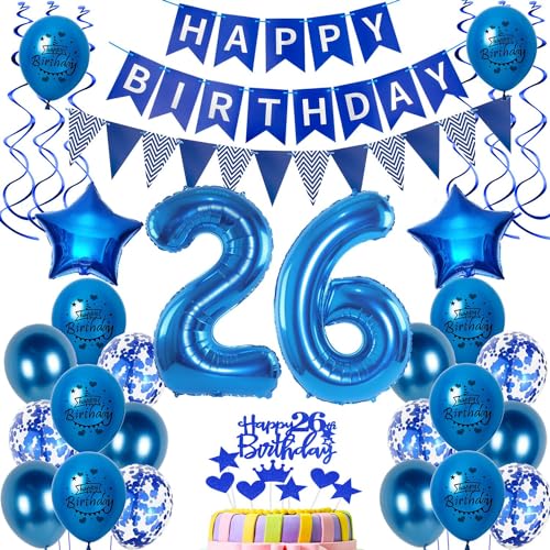 Luftballons 26. Geburtstag Dekoration Ballon Deko Männer Blau Geburtstagsdeko 26 Jahre Tortendeko Birthday Banner Party Luftballons 26. Geburtstag Dekoration Ballon Deko Männer Blau Geburtstagsdeko 26 Jahre Tortendeko Birthday Banner Party von Hongyantech
