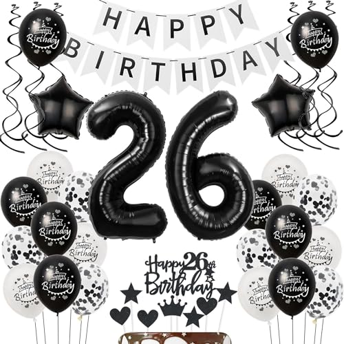 Luftballons 26 Geburtstag Dekoration frauen Mann Schwarz weiß, deko 26. Geburtstag frauen,Tortendeko 26 Geburtstag frauen ,Geburtstagsdeko 26 jahre Männer Schwarz Ballon 26. geburtstag frau Luftballons 26 Geburtstag Dekoration frauen Mann Schwarz weiß, deko 26. Geburtstag frauen,Tortendeko 26 Geburtstag frauen ,Geburtstagsdeko 26 jahre Männer Schwarz Ballon 26. geburtstag frau von Hongyantech
