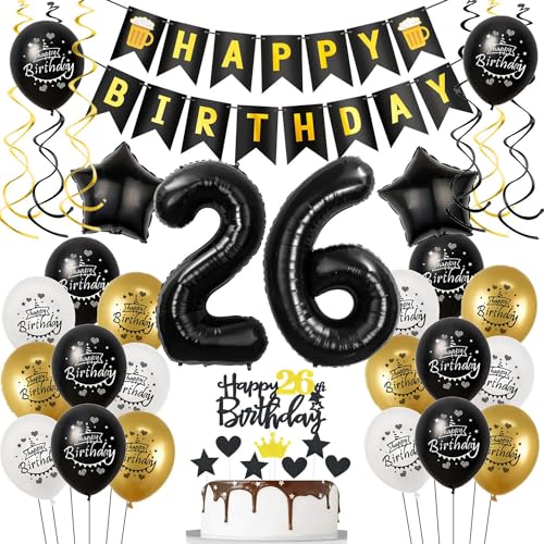 Luftballons 26. Geburtstag Schwarz Golden, Geburtstagsdeko 26 Jahre Mann Frauen, Ballon 26. Geburtstag, Folienballon Zahl 26, deko 26. geburtstag Frauen, Schwarz Tortendeko 26 Geburtstag Mann Deko Luftballons 26. Geburtstag Schwarz Golden, Geburtstagsdeko 26 Jahre Mann Frauen, Ballon 26. Geburtstag, Folienballon Zahl 26, deko 26. geburtstag Frauen, Schwarz Tortendeko 26 Geburtstag Mann Deko von Hongyantech