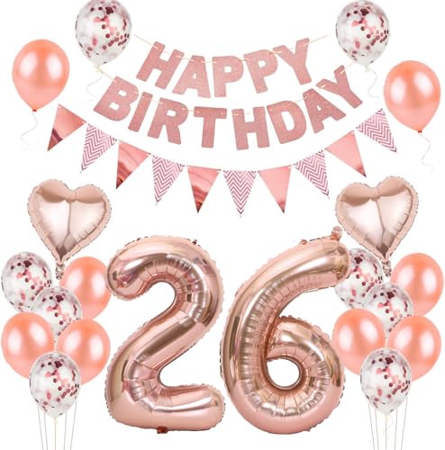 Hongyantech Luftballons 26. Geburtstag Frauen Deko Rosegold, 21 Stück, Ballonsatz, Geburtstagsdeko für Frauen, Erwachsene (beide Geschlechter) zum 26. Geburtstag Hongyantech Luftballons 26. Geburtstag Frauen Deko Rosegold, 21 Stück, Ballonsatz, Geburtstagsdeko für Frauen, Erwachsene (beide Geschlechter) zum 26. Geburtstag von Hongyantech