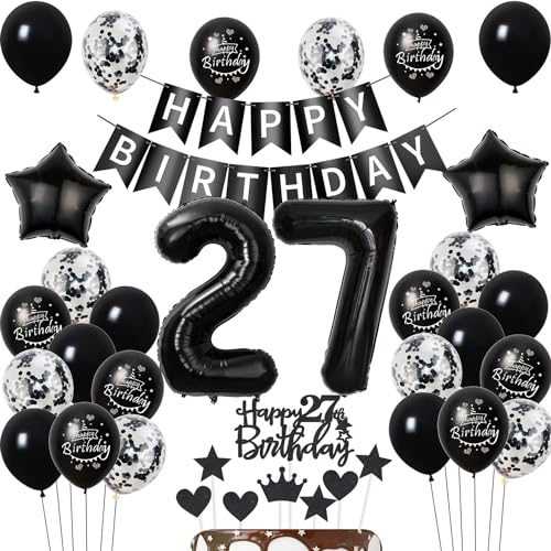 Luftballons 27 Geburtstag Dekoration,Schwarz Tortendeko Geburtstag 27 Jahre Mann,deko 27. Geburtstag frauen Männer,Tortendeko 27. Geburtstag Mann frau,Geburtstagsdeko 27 Jahre frauen Schwarz Luftballons 27 Geburtstag Dekoration,Schwarz Tortendeko Geburtstag 27 Jahre Mann,deko 27. Geburtstag frauen Männer,Tortendeko 27. Geburtstag Mann frau,Geburtstagsdeko 27 Jahre frauen Schwarz von Hongyantech