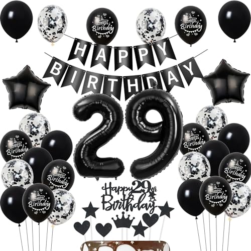 Luftballons 29. Geburtstag Dekoration, Schwarz Tortendeko für Mann und Frau, Geburtstagsdeko 29 Jahre Luftballons 29. Geburtstag Dekoration, Schwarz Tortendeko für Mann und Frau, Geburtstagsdeko 29 Jahre von Hongyantech