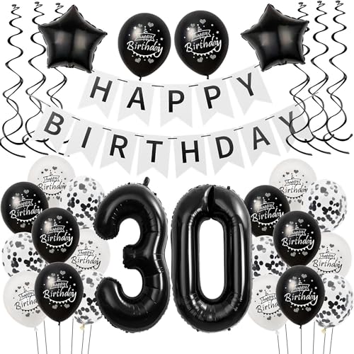 Luftballons 30 Geburtstag Dekoration Frauen Mann Schwarz weiß, deko 30. Geburtstag für Frauen Mann,30 Frau Geburtstagsdeko 30 jahre Männer Schwarz , Ballon 30. geburtstag Frauen deko weiß Luftballons 30 Geburtstag Dekoration Frauen Mann Schwarz weiß, deko 30. Geburtstag für Frauen Mann,30 Frau Geburtstagsdeko 30 jahre Männer Schwarz , Ballon 30. geburtstag Frauen deko weiß von Hongyantech
