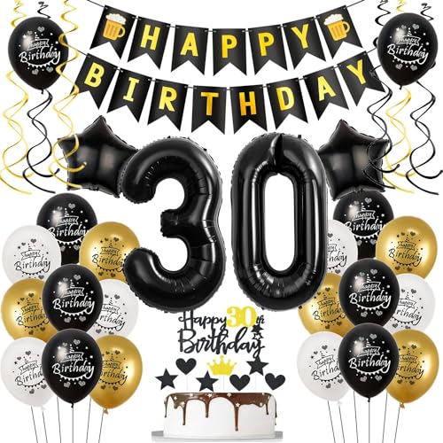 Luftballons 30. Geburtstag Schwarz Golden, Geburtstagsdeko 30 Jahre Mann Frauen, Ballon 30. Geburtstag, Folienballon Zahl 30, deko 30. geburtstag Frauen, Schwarz Tortendeko 30 Geburtstag Mann Deko Luftballons 30. Geburtstag Schwarz Golden, Geburtstagsdeko 30 Jahre Mann Frauen, Ballon 30. Geburtstag, Folienballon Zahl 30, deko 30. geburtstag Frauen, Schwarz Tortendeko 30 Geburtstag Mann Deko von Hongyantech
