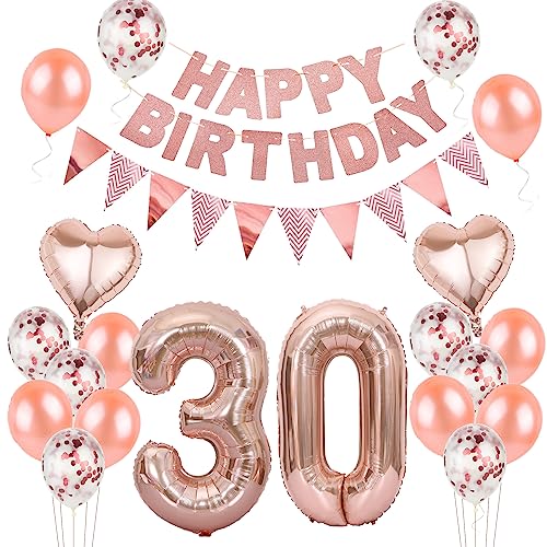 Hongyantech Luftballons 30. Geburtstag Frauen Dekoration, Rosegold, 24 Stück, Ballonsatz, Geburtstagsdeko für Frauen, Erwachsene Hongyantech Luftballons 30. Geburtstag Frauen Dekoration, Rosegold, 24 Stück, Ballonsatz, Geburtstagsdeko für Frauen, Erwachsene von Hongyantech