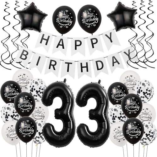 Luftballons 33 Geburtstag Dekoration Frauen Mann Schwarz weiß, deko 33. Geburtstag für Frauen Mann,33 Frau Geburtstagsdeko 33 jahre Männer Schwarz , Ballon 33. geburtstag Frauen deko weiß Luftballons 33 Geburtstag Dekoration Frauen Mann Schwarz weiß, deko 33. Geburtstag für Frauen Mann,33 Frau Geburtstagsdeko 33 jahre Männer Schwarz , Ballon 33. geburtstag Frauen deko weiß von Hongyantech