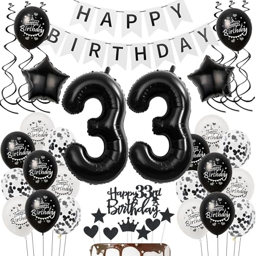 Luftballons 33 Geburtstag Dekoration frauen Mann Schwarz weiß, deko 33. Geburtstag frauen,Tortendeko 33 Geburtstag frauen ,Geburtstagsdeko 33 jahre Männer Schwarz Ballon 33. geburtstag frau Luftballons 33 Geburtstag Dekoration frauen Mann Schwarz weiß, deko 33. Geburtstag frauen,Tortendeko 33 Geburtstag frauen ,Geburtstagsdeko 33 jahre Männer Schwarz Ballon 33. geburtstag frau von Hongyantech