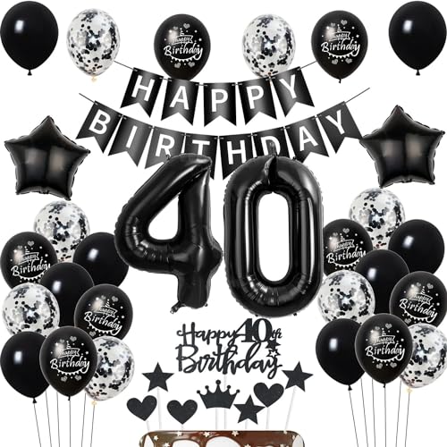 Luftballons 40 Geburtstag Dekoration Schwarz - Tortendeko für Mann und Frau - Geburtstagsdeko 40 Jahre Luftballons 40 Geburtstag Dekoration Schwarz - Tortendeko für Mann und Frau - Geburtstagsdeko 40 Jahre von Hongyantech