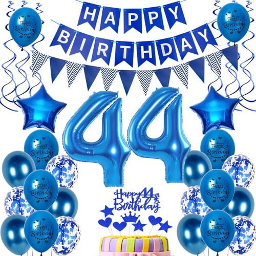 Luftballons 44 Geburtstag Dekoration Mann Ballon Deko 44. Geburtstag Männer blau Geburtstagsdeko 44 jahre Mann Geburtstag Tortendeko 44.geburtstag Männer birthday Banner Party Deko 44 Geburtstag von Hongyantech